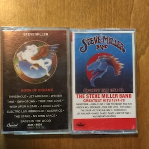 Steve Miller Band Vintage Audio Cassette Tapes Book of Dreams and Greatest Hits 1974-78 Classic Rock Albums