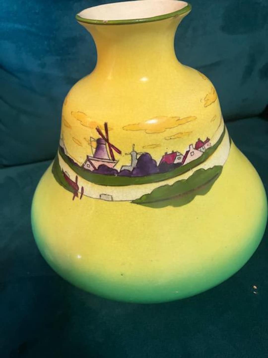 Antique Haynes Ware “holland Sunset” Vase — Hand-painted English