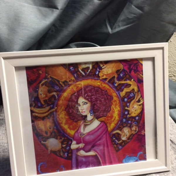 Purple Priestess Poetess With Mutant Zodiac Magickal BIPOC LGBTQ+ Art Print Artist Anon Framed