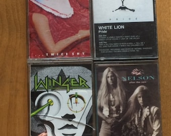 Classic 1980s Rock Audio Cassette Tapes Vintage White Lion Great White Nelson and Winger