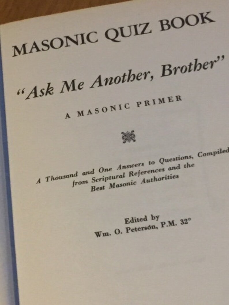 Masonic Quiz Book Freemasonry Lore Vintage Hardcover Etsy