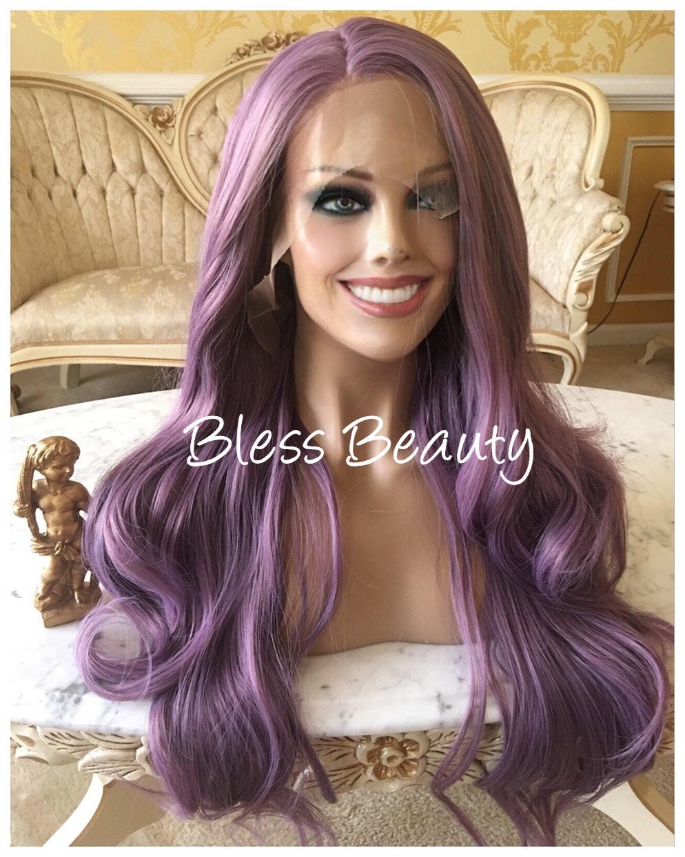 Purple Kiss Slightly Wavy Lace Front Wig Human Hair Blend Etsy