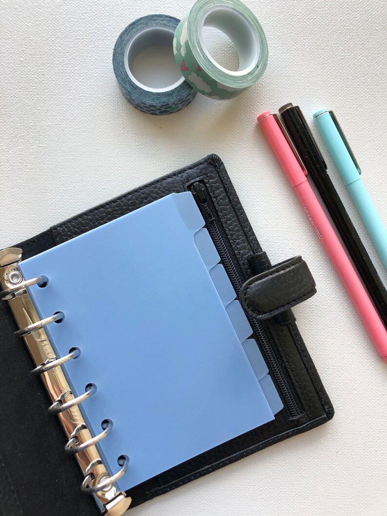 Personal Wide Planner Dividers 6 Side Tabs Blue Plastic Etsy