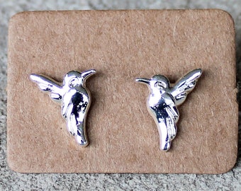 Hummingbird Stud Earrings - Gold or Silver