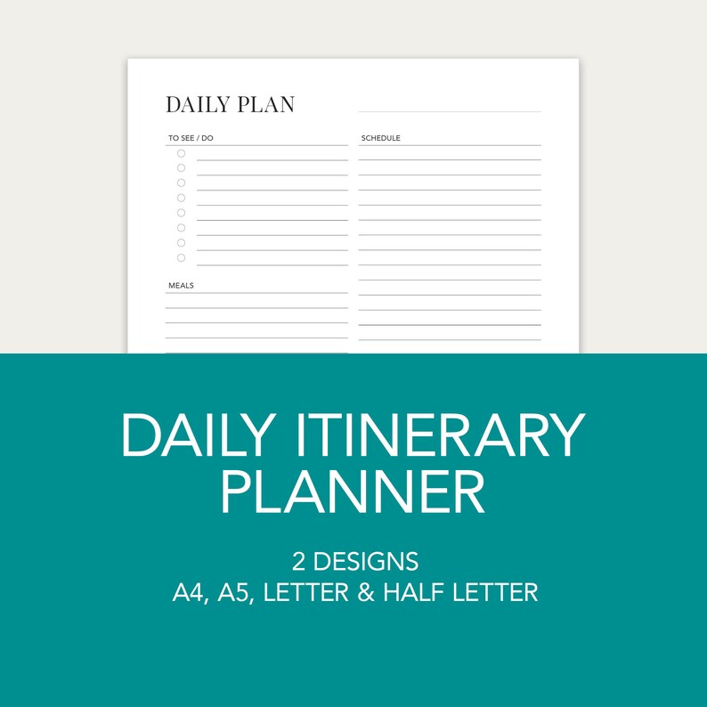 Printable Daily Itinerary Planner - Etsy
