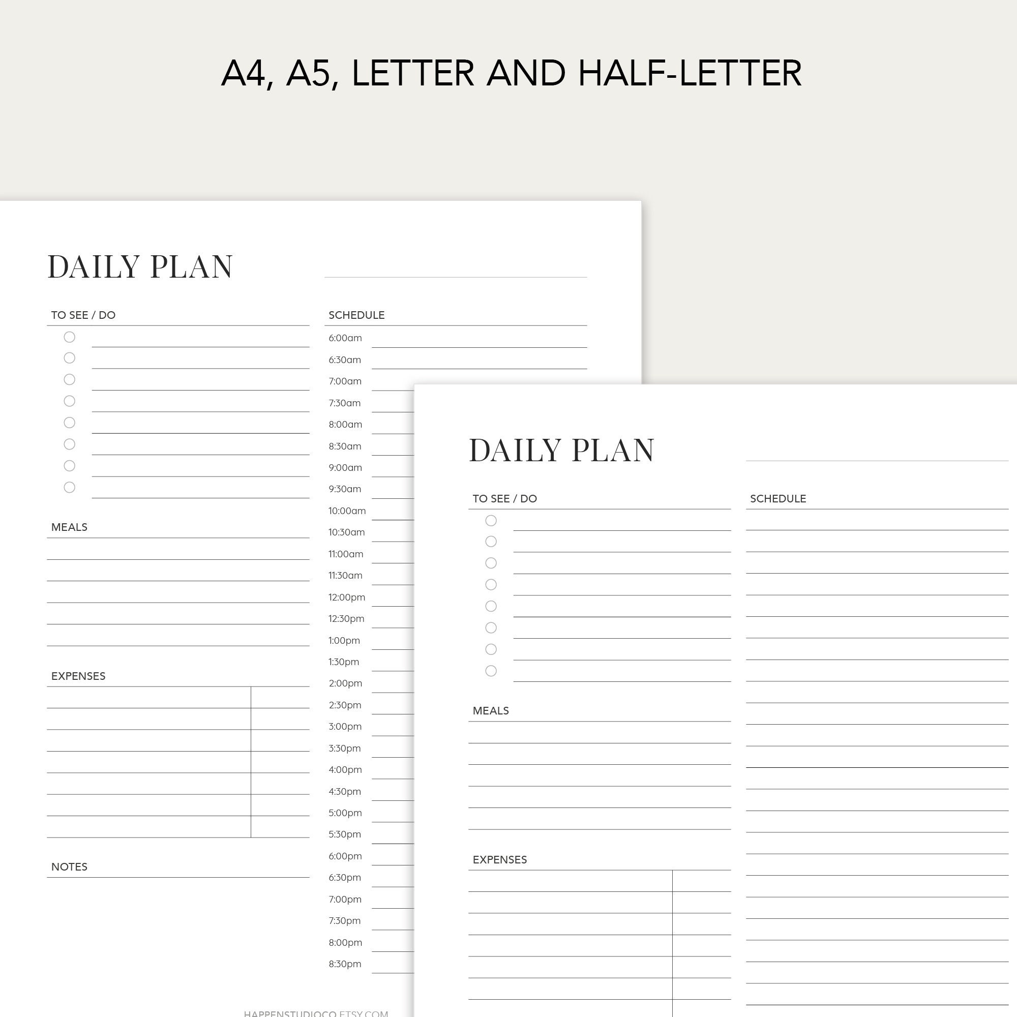Printable Daily Itinerary Planner - Etsy