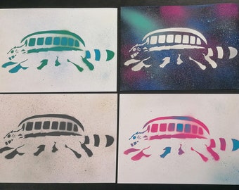 Mein Nachbar Totoro Catbus Spray Painting A4