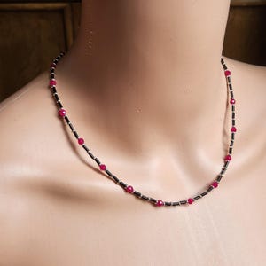 Dainty Gothic Ruby Beaded Choker Necklace