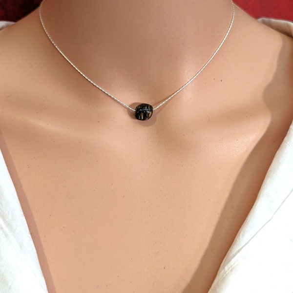 Rare!  Nuummite Pendant Floating Necklace  Shadow Work, Dark Night of the Soul, Protection, Reiki Infused