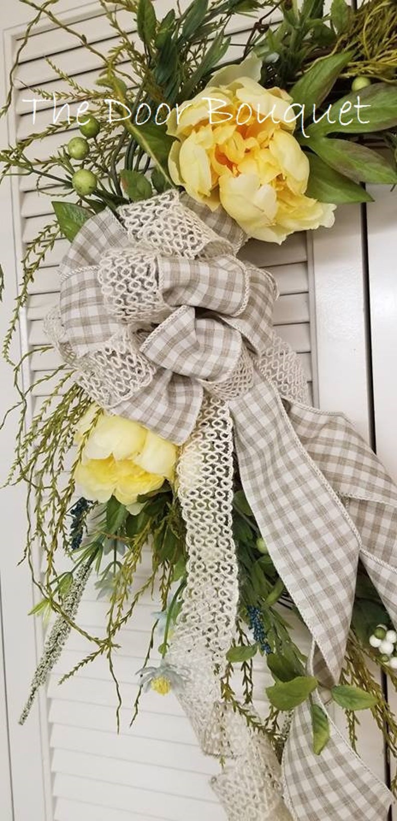 Yellow Flowers Wreath Cottage Wreath Everyday Wreath Custom Wreath Designer Wreath Floral Wreath Farm Wreath Grapevine Wreath