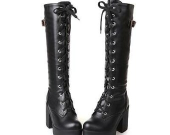 High Heel Combat Boots - Etsy Australia
