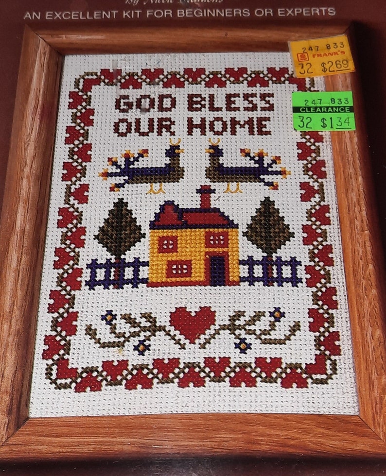 Vintage Nicole Creations Counted Cross Stitch Kit God Bless Etsy