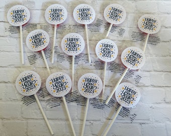 Bulk New Year 2023 lollipops.  New years eve party. New years eve sweets. New years eve buffet table Bulk new years eve. New years party bag