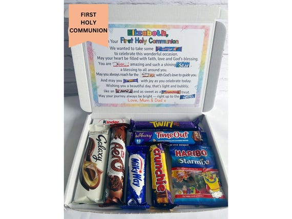 Personalised First Holy Communion Gift, Chocolate Box, Religious Gift for Child, Letterbox Keepsake