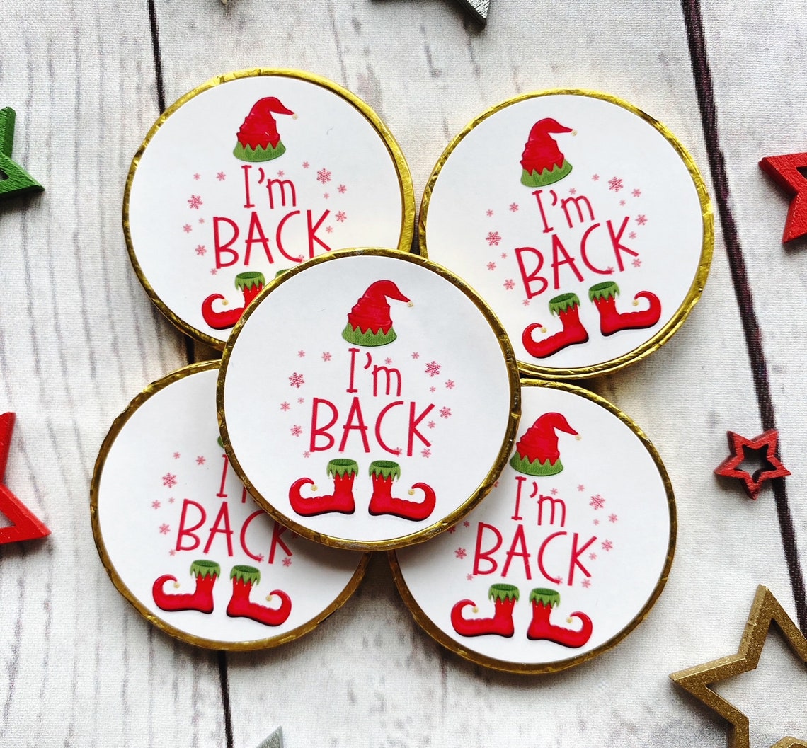 5 X Elf I'm Back Milk Chocolate Christmas Coins Christmas Etsy UK