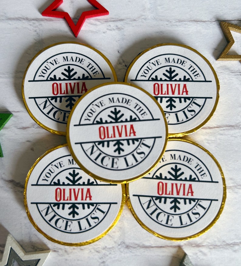 Personalised Nice List Milk Chocolate Coins: Christmas Stocking Filler ...