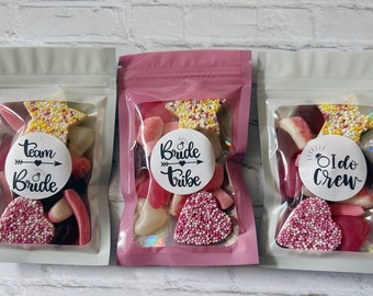 Hen party sweets Hen do sweets candy pouches hen party favours Treat bags hen party bag fillers chocolate party buffet