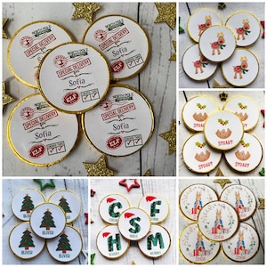 Christmas eve box fillers Stocking fillers 5 x personalised milk Chocolate coins Christmas Chocolate. Christmas place setting Corporate Gift
