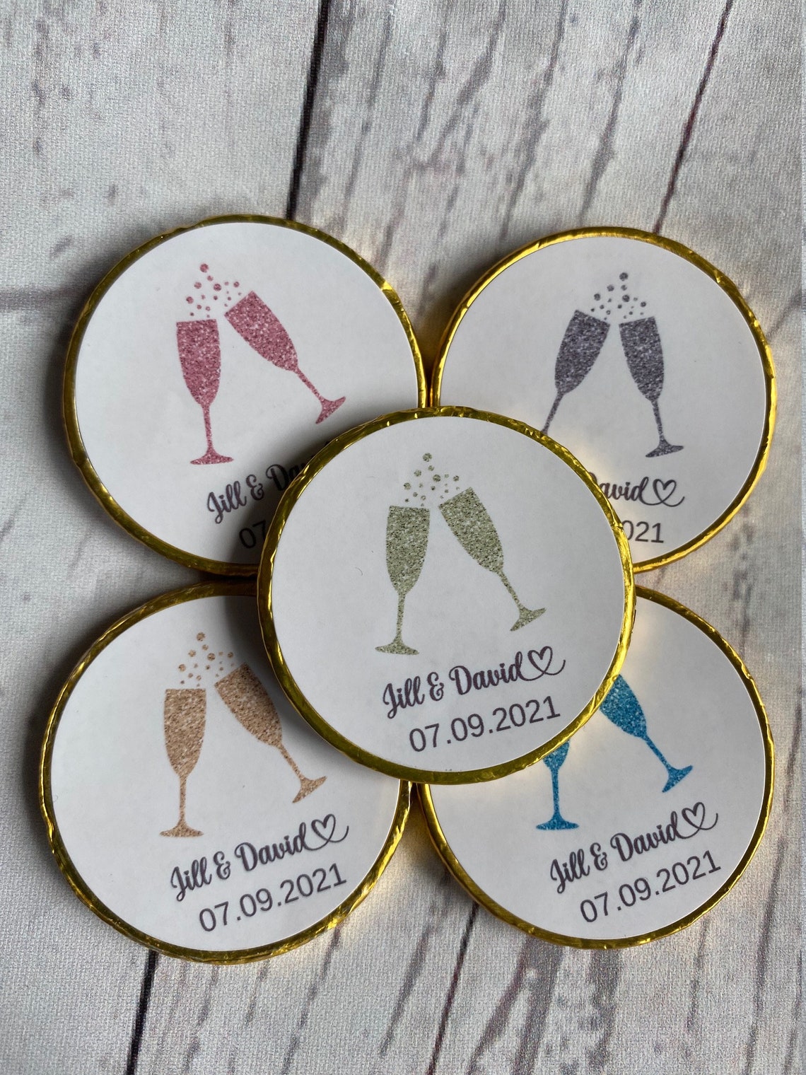 5 X Personalised Wedding Milk Chocolate Coins. Wedding Favour. Etsy UK