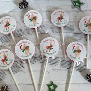 Bulk Christmas lollipops. Christmas school treat. Class gift.  Teaching Assistant. End of year lolly. Pupil gift vegan