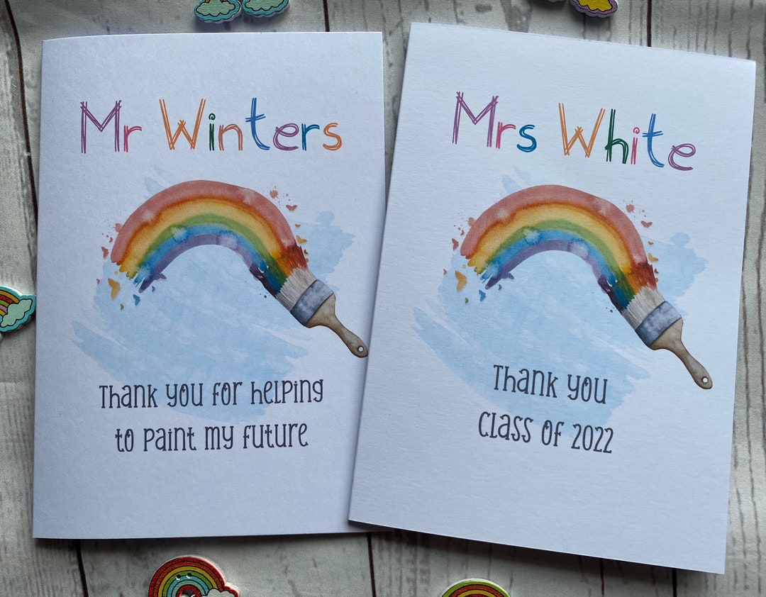 Personalised Teacher Thank You Rainbow Card Teacher Rainbow Thank You ...