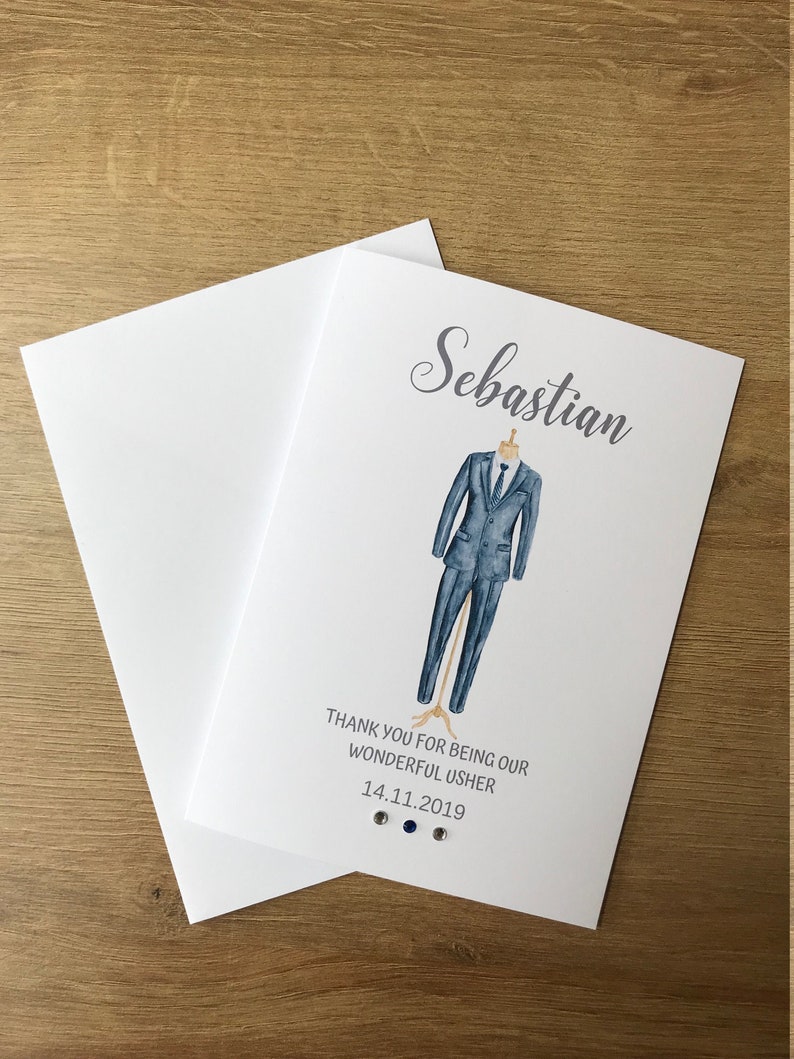Personalised Wedding Suit Thank You Card. Best Man Card Usher Etsy UK