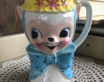 Rare HTF Vintage Royal Sealy Kitty pitcher creamer Kitschy Anthropomorphic Kitten Cat