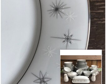 Rare mid century style Starburst atomic dinnerware service for 8