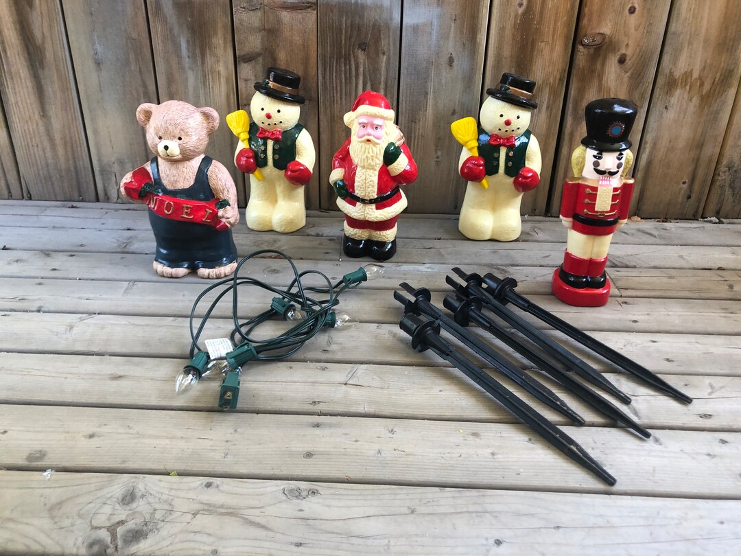 Vintage Christmas Lights Blow Mold Pathway Lawn Stakes Etsy