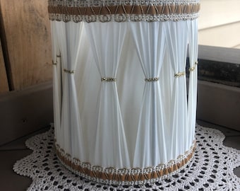 Vintage Hollywood Regency drum frame pleated chiffon lamp shade