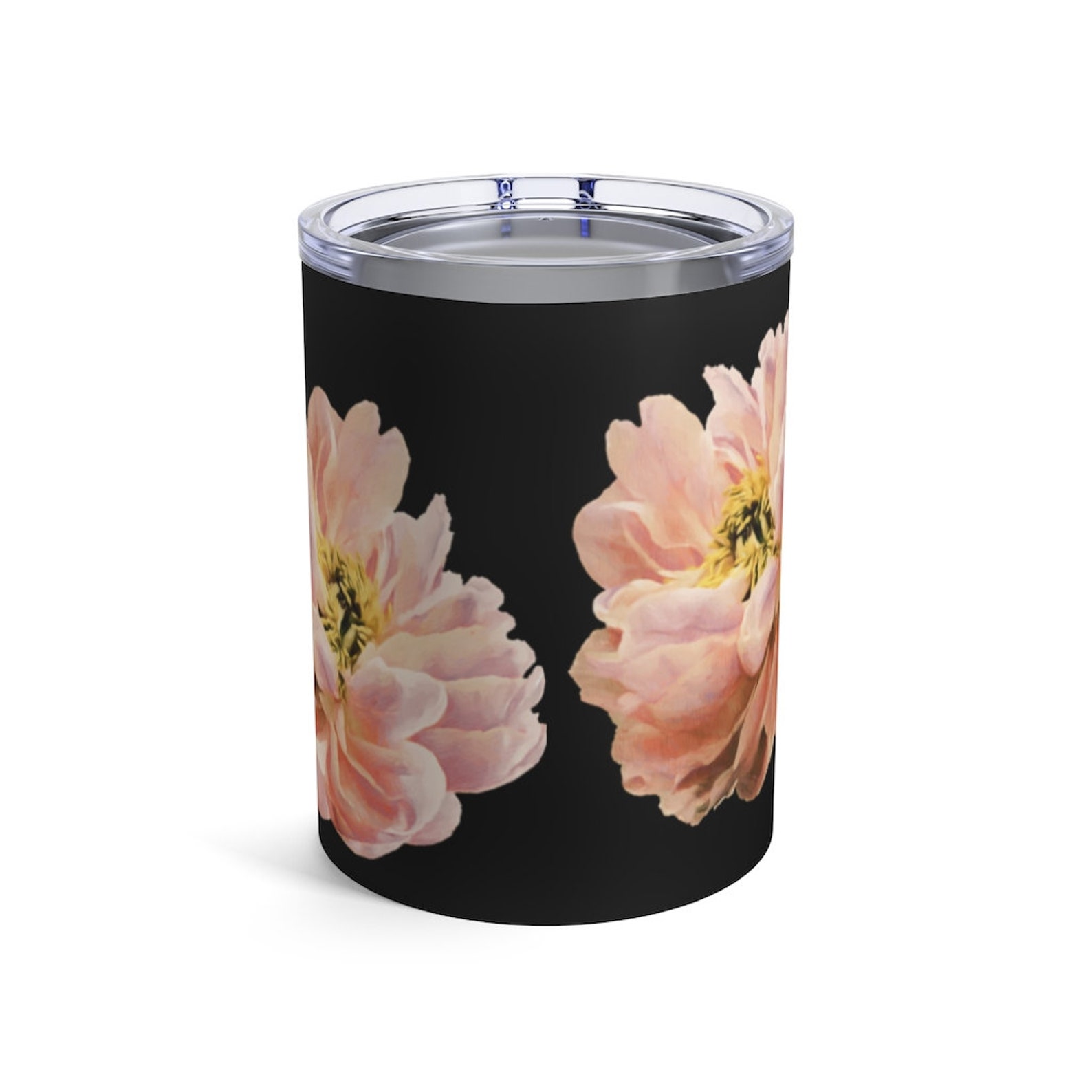 Flower Tumbler Cup Pink Peony Blossoms Small Wine Tumbler 10 Etsy