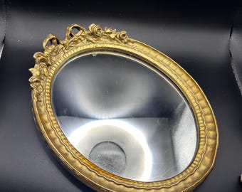 Espejo de pared ovalado con arco ornamentado dorado vintage, estilo rococó barroco, 28 cm (11 pulgadas)