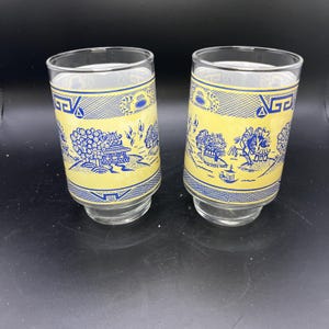 Juego de 2 vasos vintage Blue Willow de 5 pulgadas - Vasos apilables