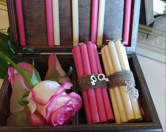 Candle, Pink beeswax candles, 1pc