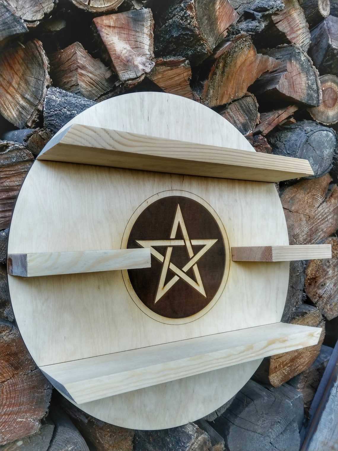 Crystal Shelf Witch wall decor Altar Pentacle Wood Shelf Etsy