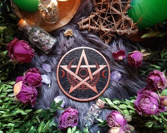 Altar pentacle, pentagram altar, wiccan altar, altar supplies, witch altar, witchcraft