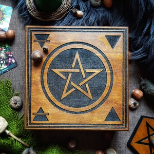 Pentagram Altar box, Tarot card box, Witchcraft supply image 6