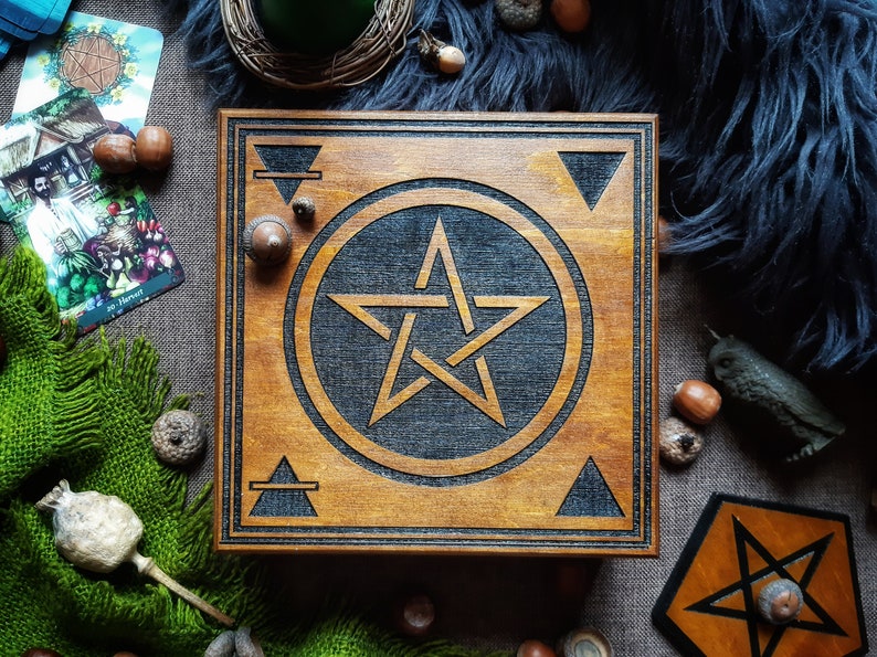 Pentagram Altar box, Tarot card box, Witchcraft supply image 6