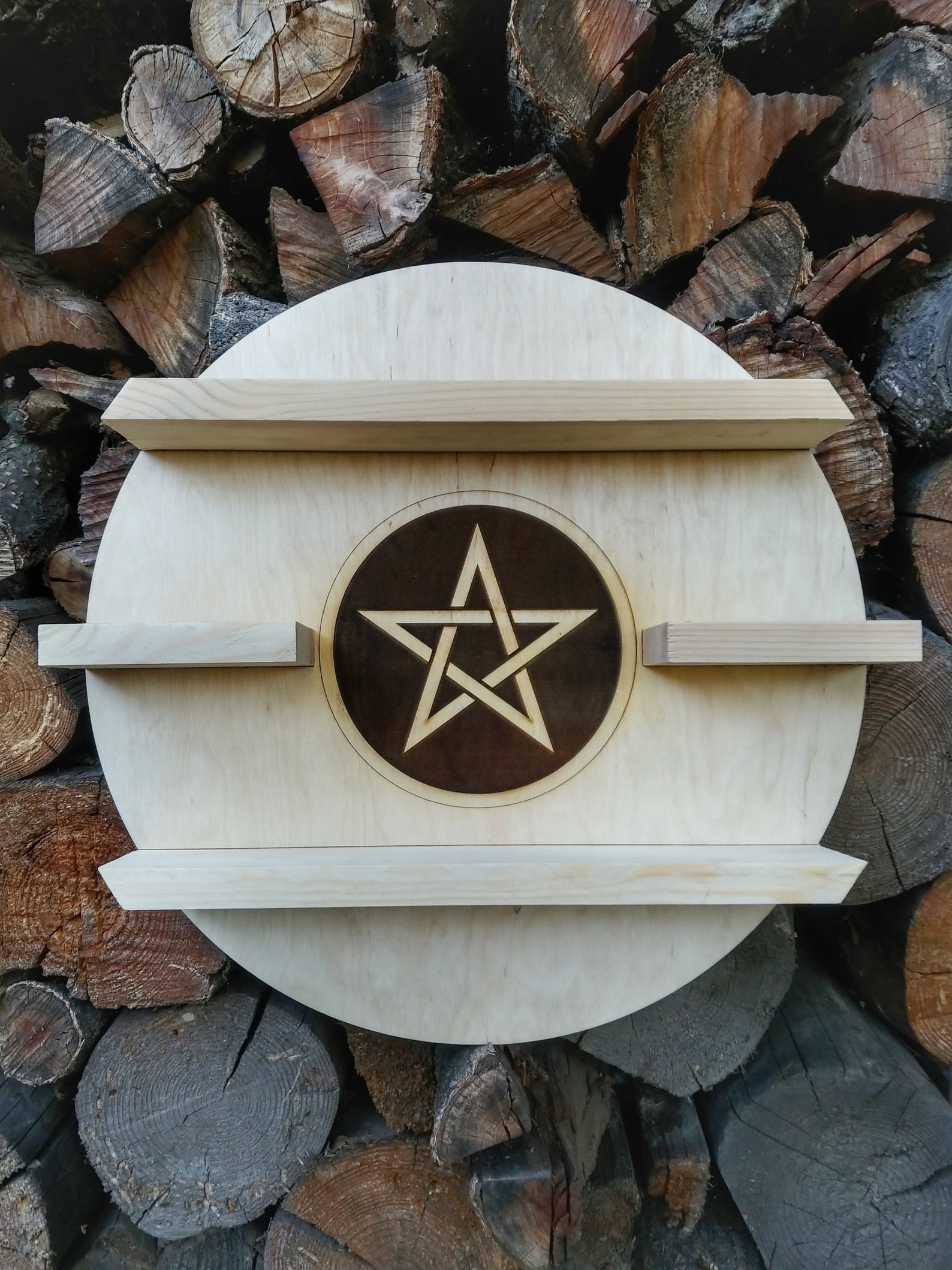 Crystal Shelf Witch wall decor Altar Pentacle Wood Shelf Etsy