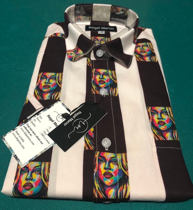 Fab Patterns Mens Grenadine Blondie Slim Fit 100/% Cotton Half-Sleeve Shirt Maroon /& White