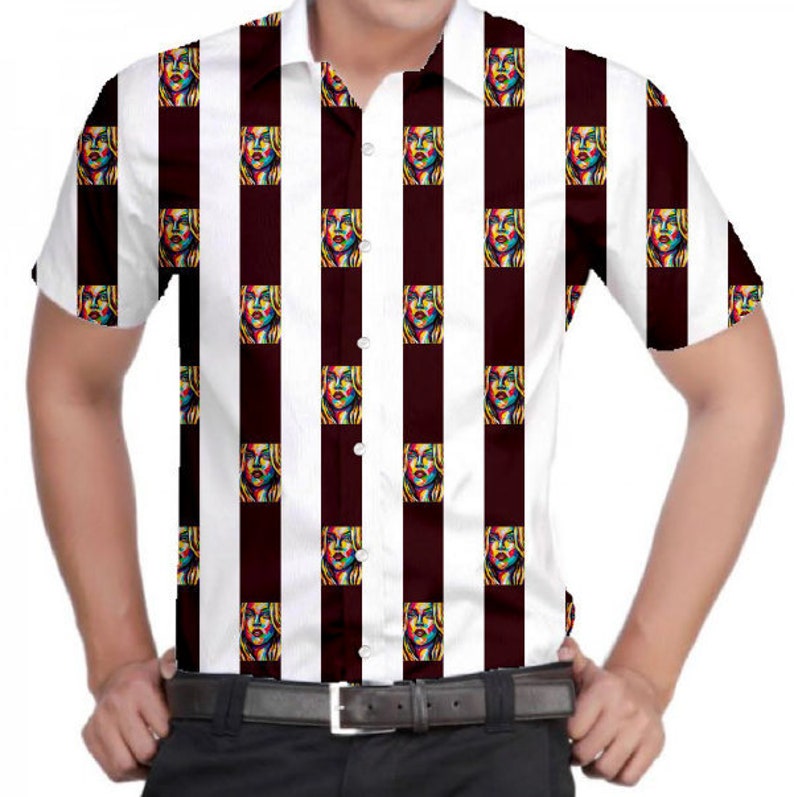 Fab Patterns Mens Grenadine Blondie Slim Fit 100/% Cotton Half-Sleeve Shirt Maroon /& White