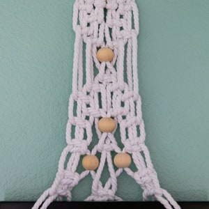 Macrame Frame Hanger II Handmade with white jute and wooden beads macrame hanger, macrame wall art, photograph, photo frame hanger image 2