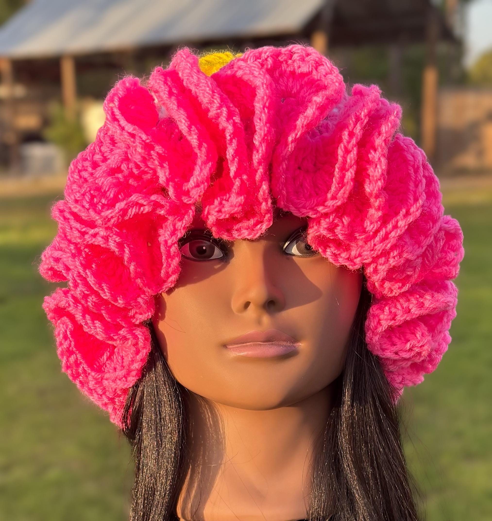 Textured Pink Women\'s Fashion Hat - Elegant Ruffled Beanie My Favorite Crochet Ruffle Bucket Hat: The All-Season  main image 2