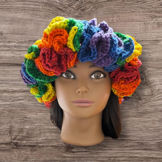 Rainbow Crochet Ruffle Hat| Crochet Beanie| Bucket Hat  display picture 2