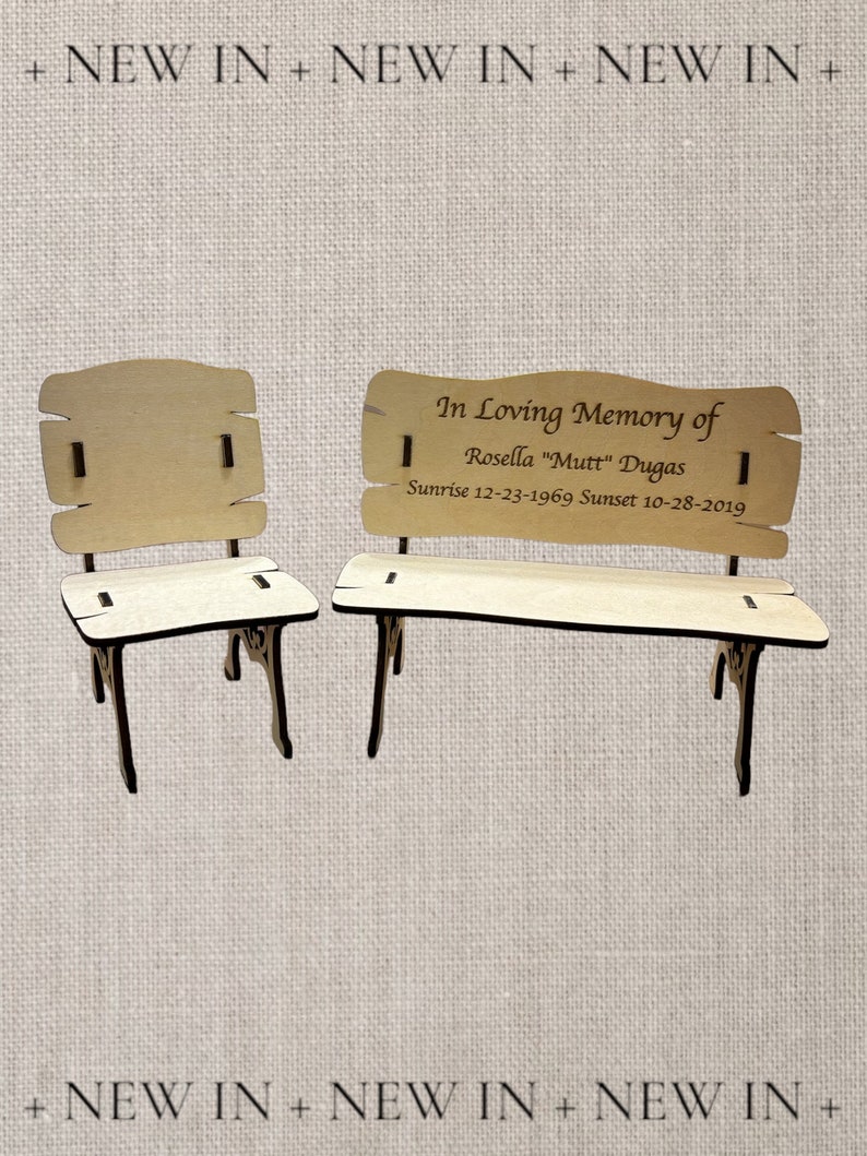 Laser Cut/engraved Basswood Mini Memorial Bench & Chair Set| Memory ...
