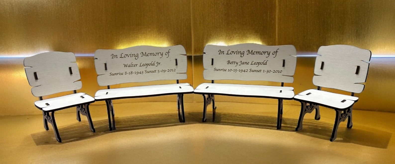 Laser Cut/engraved Basswood Mini Memorial Bench & Chair Set| Memory ...