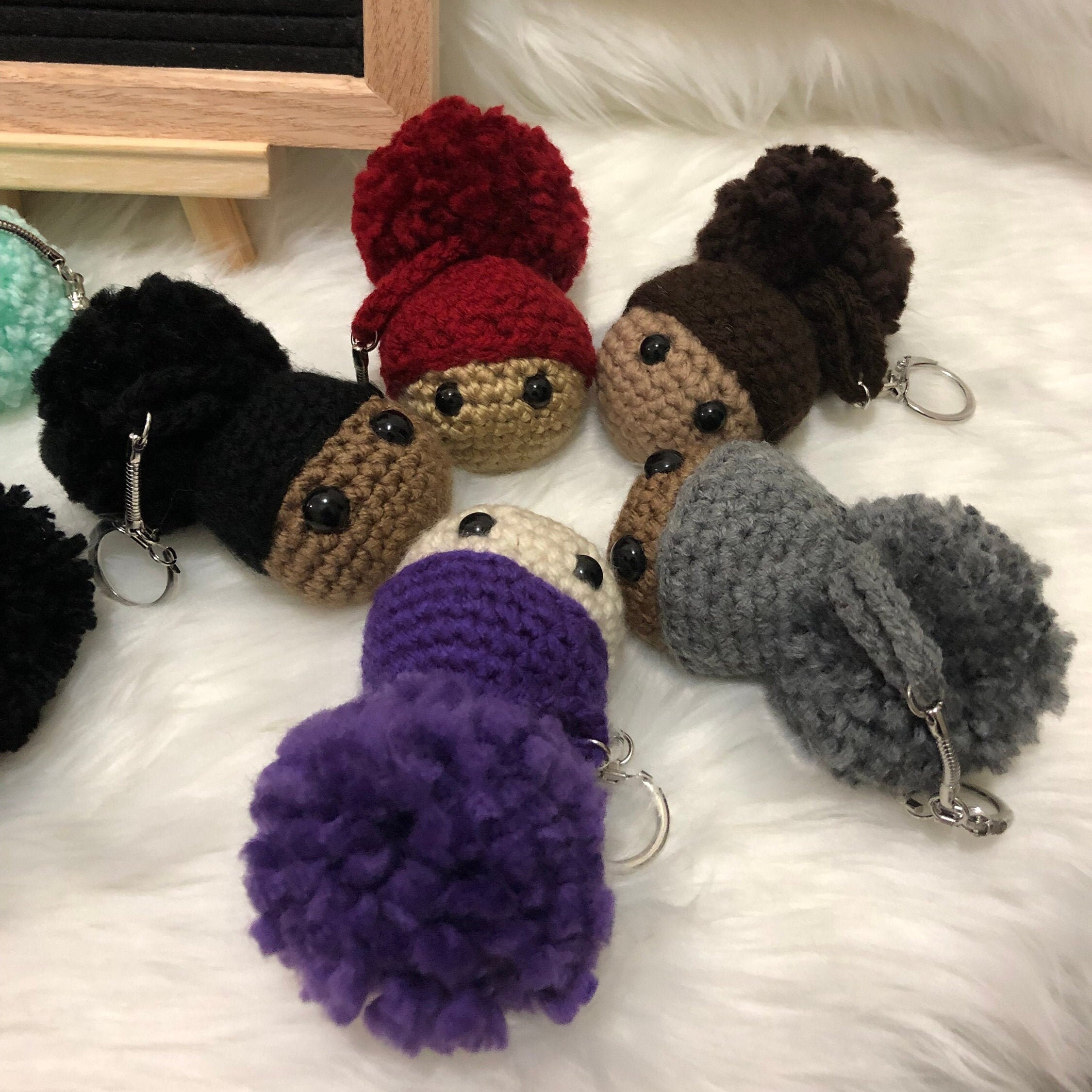 Pygmy Puff Key Chain Afro Puff Keychain - Etsy
