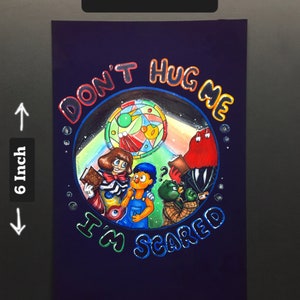 Hugging Scared Pin Don't Hug Me I'm Scared Pin Print and Sticker - Etsy