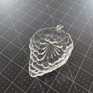 Vintage Clear Glass Grapeleaf Dish with Textured Back