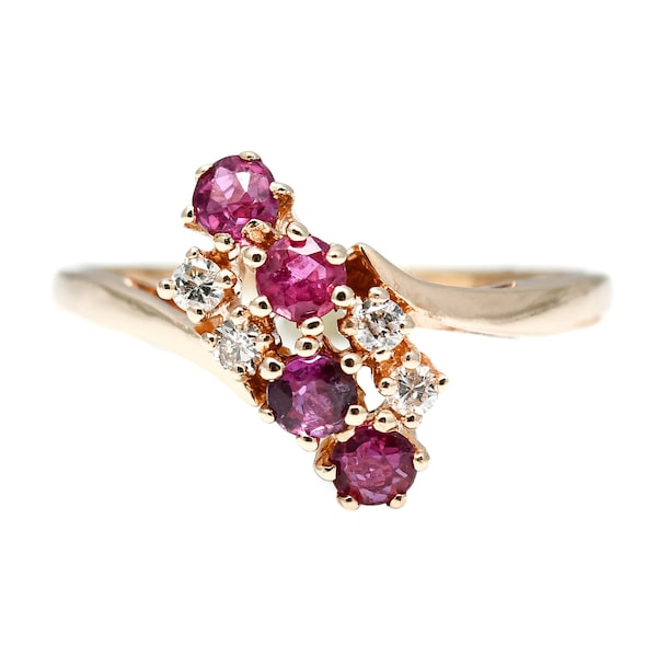 14 Karat Yellow Gold Diamond & Ruby Ring